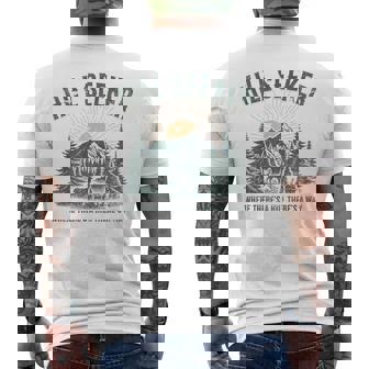 Hill Seeker Hiker Climber Trail Runner Wilderness Pun Hiking Men's Back Print T-Shirt | Mazezy