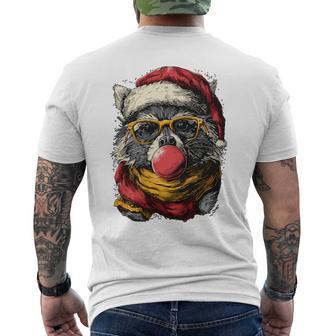 Hipster Raccoon Santa Hat Sunglasses Bubble Gum Christmas Men's T-shirt Back Print - Thegiftio UK