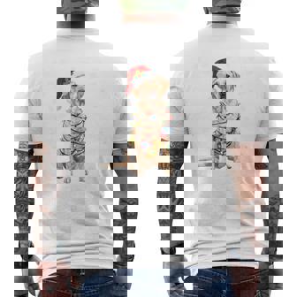 Holiday Santa Hat & Christmas Light Xmas Labrador Dog Tri-Blend Men's T-shirt Back Print | Mazezy