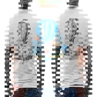 Hot Air Balloon Ride Festival Watercolor Sky Is Your Limit Men's Back Print T-Shirt | Mazezy