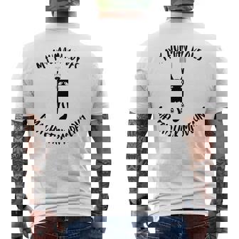 My Human Loves Matchstick Modeling Cat Parent Hobby Lover Men's Back Print T-Shirt | Mazezy