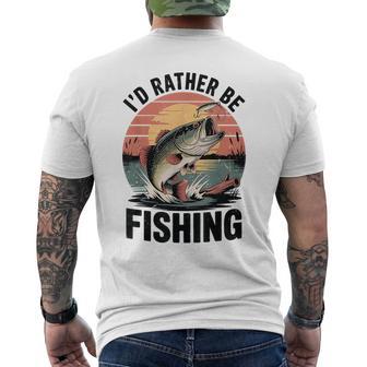 Id Rather Be Fishing Boys Youth Bass Fishing Humor Men's T-shirt Back Print - Thegiftio UK