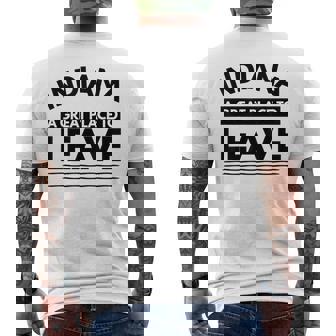 Indiana A Great Place To Leave Sarcastic Indiana Retro Men's Back Print T-Shirt | Mazezy