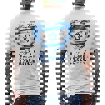 Israel Flag Hear Men's Back Print T-Shirt | Mazezy