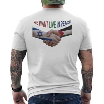 Israel And Palestine Want Live In Peace Men's Back Print T-Shirt | Mazezy