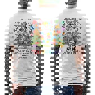 It's Ok To Be Different Cool Autism Awareness Cute Cat Men's T-shirt Back Print - Monsterry