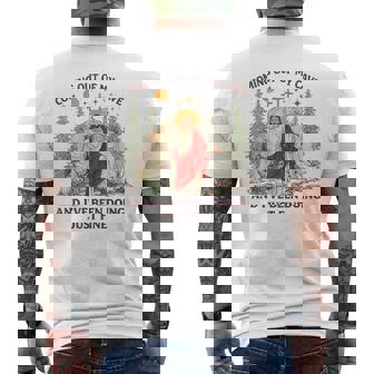 Jesus Coming Out Of My Cave And I've Been Doing Just Fine Men's T-shirt Back Print | Seseable UK