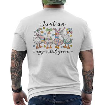 Just An Egg-Cited Goose キュート イースター バニー アヒル ファミリー 春 メンズTシャツ バックプリント - Kawaiitshirt