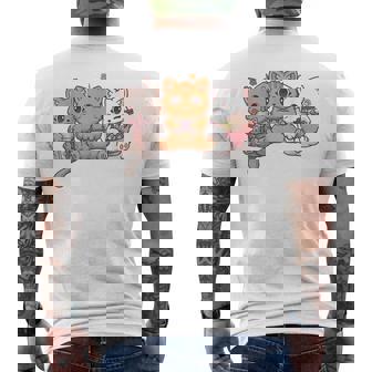 Kawaii Gaming Gamer Cat Boba Tea Cat Bubble Tea Ramen Cats Men's T-shirt Back Print | Mazezy