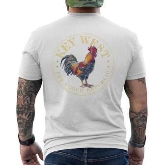 Key West Rooster Fl The Conch Republic Souvenir Small Blue Men's T-shirt Back Print - Thegiftio