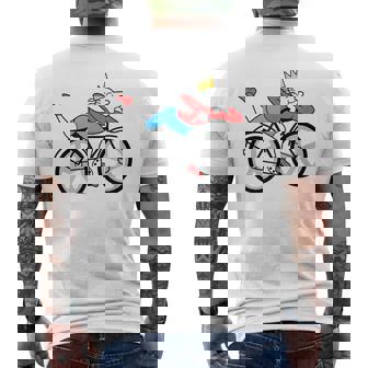 King On Bike Lazy Cyclist Cartoon Illustration Men's Back Print T-Shirt | Mazezy