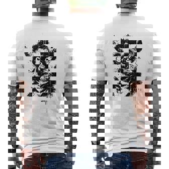 Lemur Ink Art Jungle Madagascar Wildlife Portrait Grunge Tank Top Men's Back Print T-Shirt | Mazezy