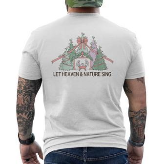 Let Heaven And Nature Sing Christmas Nativity Bow Trees Men's T-shirt Back Print - Thegiftio UK
