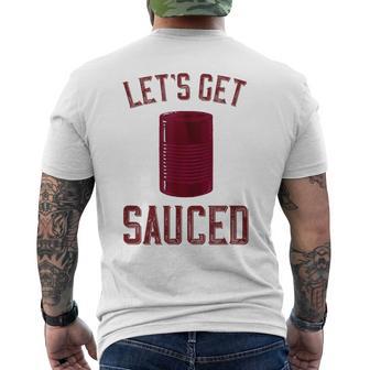 Let's Get Sauced Cranberry Sauce Thanksgiving Food Men's T-shirt Back Print - Thegiftio UK