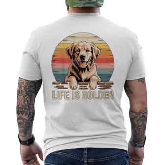Life Is Golden Retriever Men's T-shirt Back Print - Thegiftio UK