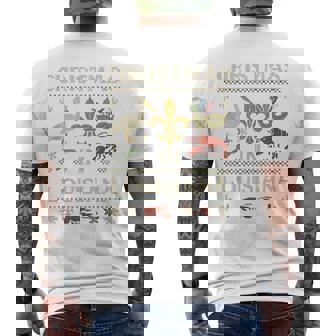 Louisiana Mardi Gras Shirt Ugly Sweater Crawfish Mask Knit Tank Top Men's Back Print T-Shirt | Mazezy