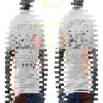 Louisiana Ugly Sweater Shirt Mardi Gras Pelican Fleur Mask Tank Top Men's Back Print T-Shirt | Mazezy