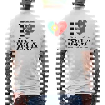 I Love Braga Portugal Heart Flag Tank Top Men's Back Print T-Shirt | Mazezy