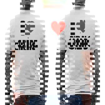 I Love Curling Heart Cute Curler Ice Winter Sport Tank Top Men's Back Print T-Shirt | Mazezy