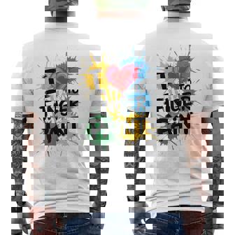 I Love To Finger Paint Couples Art Teacher Finger Painting Men's Back Print T-Shirt | Mazezy