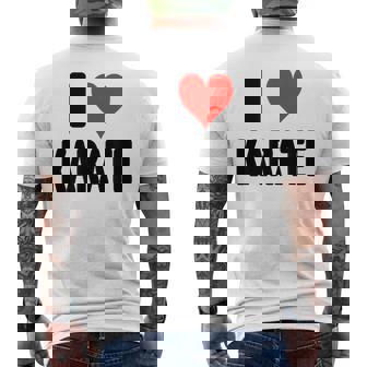 I Love Karate Heart Judo Kickboxing Fight Sensei Fighter Men's Back Print T-Shirt | Mazezy