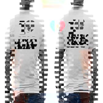 I Love Mexico ハートフラッグ レトロ 旅行 お土産 メンズTシャツ バックプリント - Kawaiitshirt