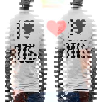 I Love Pugs I Heart Pugs Dog Lover Pet Puppy Dog Pug メンズTシャツ バックプリント - Kawaiitshirt