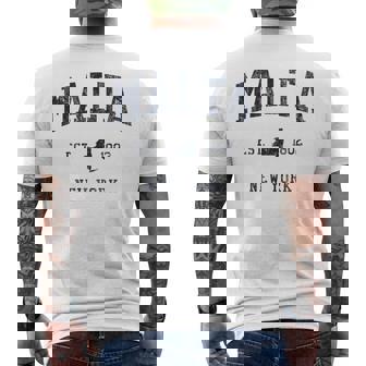 Malta NY JN1 Vintage Athletic Blue Men's Back Print T-Shirt | Mazezy