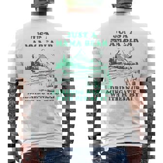 Mama Bear Admiring Nature With Her Baby Hiking Mom Wildlife Men's Back Print T-Shirt | Mazezy