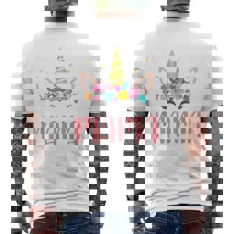 Mama Unicorn Floral Birthday Matching Men's Back Print T-Shirt | Mazezy