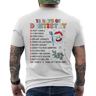 Merry Christmas 12 Days Of Dentistry Dentist Dental Holiday Men's T-shirt Back Print - Thegiftio UK