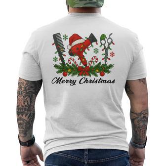 Merry Christmas Hairstylist Hairdresser Xmas Hair Tools Men's T-shirt Back Print - Thegiftio UK