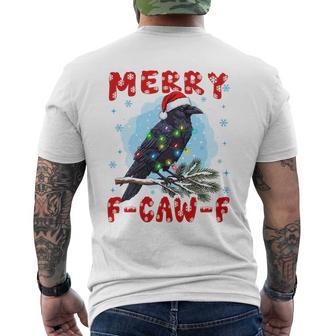 Merry F-Caw-F Christmas Black Crow Black Bird Meme Tri-Blend Men's T-shirt Back Print - Thegiftio UK