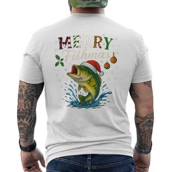 Merry Fishmas Hat Santa Fishing Merry Xmas Christmas Men's T-shirt Back Print - Thegiftio UK