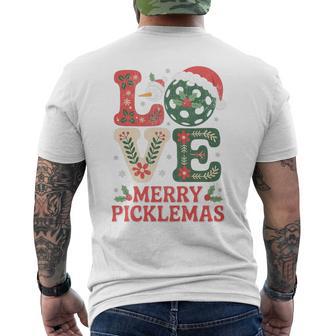Merry Picklemas Christmas Pickleball Love Santa Hat Tri-Blend Men's T-shirt Back Print - Thegiftio