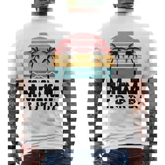 Miami Florida Retro Sunset Palm Trees Ocean Waves Tank Top Men's Back Print T-Shirt | Mazezy