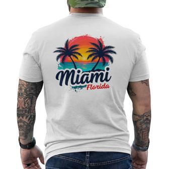 Miami Florida Sunset – Palm Tree Beach Coastal Vibes Men's T-shirt Back Print | Mazezy
