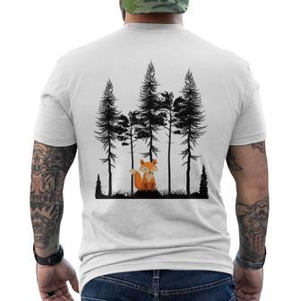 Mignon Randonnée Renard Dans La Forêt Graphique Rétrointage Arbres Forêts T-shirt imprimé au dos - Cadeauxyz