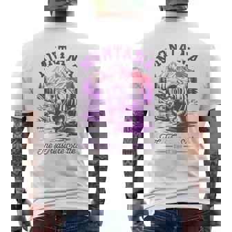 Montana Treasure State Retro Vintage Bear Mountain Nature Men's Back Print T-Shirt | Mazezy