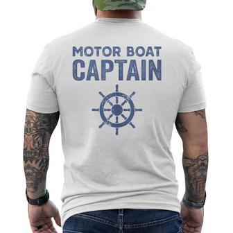 Motor Boat Captain Wheel Pontoon Lake Motor Boating Men's T-shirt Back Print - Monsterry