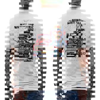 Mr Cute Monkey Mechanic Sunglasses Working On Vintage Truck Men's Back Print T-Shirt | Mazezy