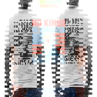 No Kings In America Since 1776 Vintage American Flag USA Men's Back Print T-Shirt | Mazezy