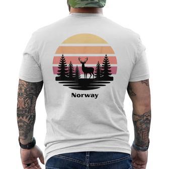 Norway Michigan Retro Sunset Up North Deer Midwest Men's Back Print T-Shirt | Mazezy