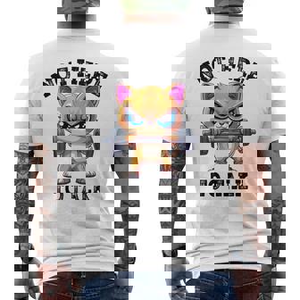 Not Here To Talk Cute Gym Cat Weightlifting Men's Back Print T-Shirt | Mazezy