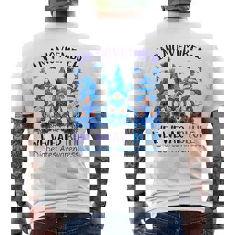 In November We Wear Blue Diabetes Awareness Month T1D Gnomes Men's Back Print T-Shirt | Mazezy