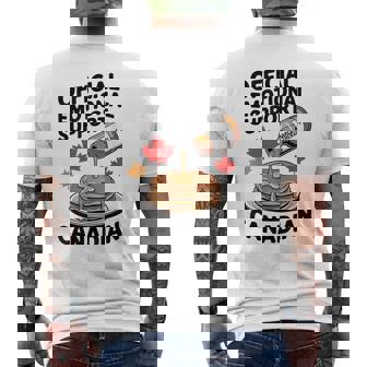 Official Emotional Support Canadian Maple Syrup Pancakes Men's Back Print T-Shirt | Mazezy