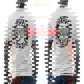 Official Emotional Support Canadian US Flag Maple Leaf Men's Back Print T-Shirt | Mazezy