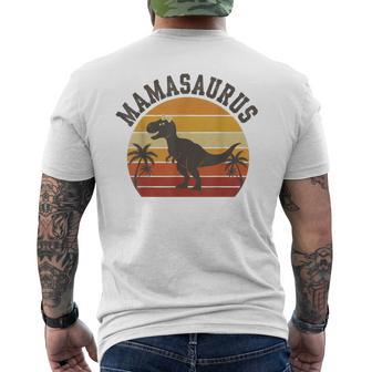Old School Mamasaurus Dinosaur Mom Vintage Sunset Men's Back Print T-Shirt | Mazezy