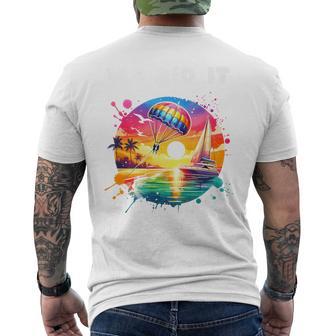 Parasailing Parachute Wind Surfing Couple Honeymoon Premium Men's Back Print T-Shirt | Mazezy