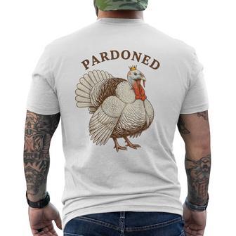 Pardoned Gobble Turkey For Thanksgiving Men's Back Print T-Shirt | Mazezy